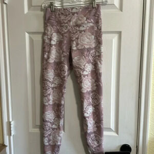 Cali Sport Pink Floral Legging with Pockets Size Small EUC
